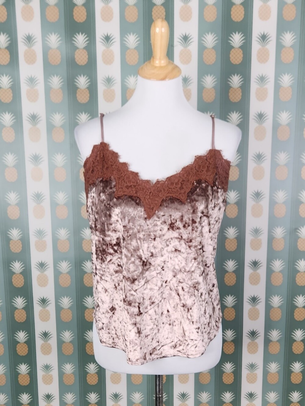 Heartloom Brown Velvet Lace-Trim Cami